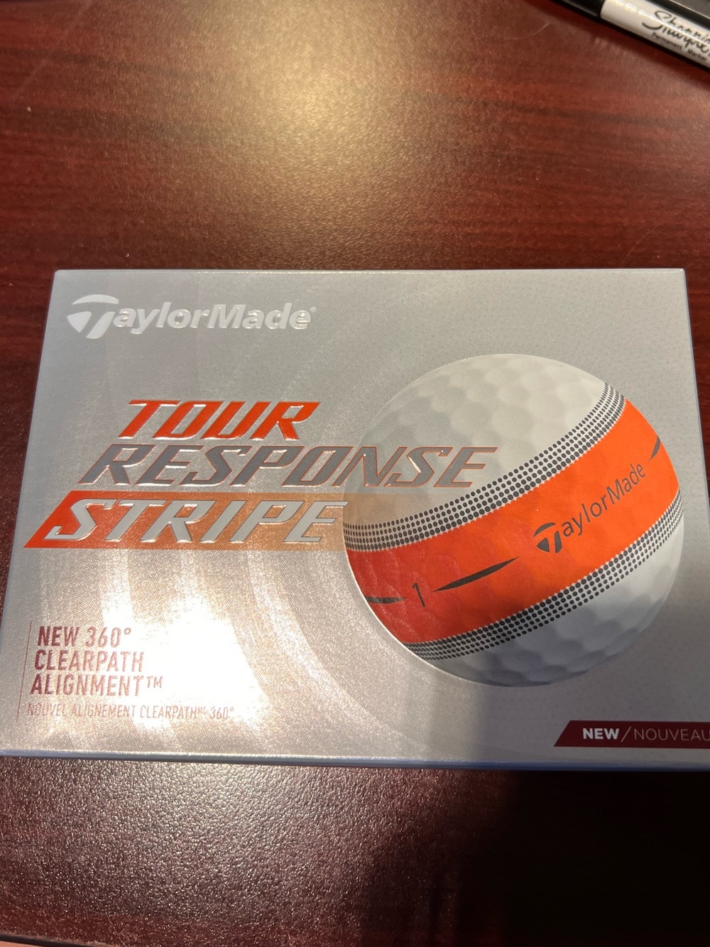 TaylorMade Tour Response Stripe Golf Balls - White with Orange Stripe one dz